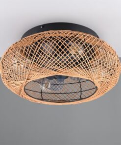 Φωτιστικό Οροφής – Ανεμιστήρας LILLESAND 3xE27 Καφέ Σχοινί-Μαύρο με Τηλεχειριστήριο Reality – R67302126