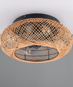 Φωτιστικό Οροφής – Ανεμιστήρας LILLESAND 3xE27 Καφέ Σχοινί-Μαύρο με Τηλεχειριστήριο Reality – R67302126