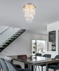 Κρεμαστό Φωτιστικό Χρώμιο & Γυαλιστερά Πλαστικά Κρύσταλλα Φ30 POMP Trio Lighting LED 18W 2400lm Dimmable με Τηλεχειριστήριο – R67341106