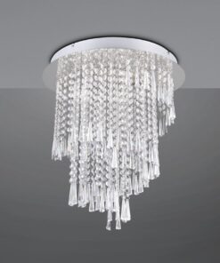 Κρεμαστό Φωτιστικό Χρώμιο & Γυαλιστερά Πλαστικά Κρύσταλλα Φ30 POMP Trio Lighting LED 30W 4000lm Dimmable με Τηλεχειριστήριο – R67349106