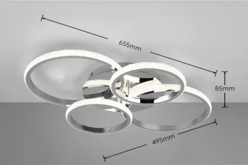 Φωτιστικό Οροφής CIRES Reality LED 27W 3400lm 4000K Περιστρεφόμενο Step Dimmable Χρώμιο – R67364106