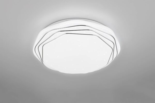 Πλαφονιέρα Λευκή με 3D Έναστρο Κάλυμμα Φ37 DIZZY LED 22W 2600lm Dimmable CCT με Τηλεχειριστήριο Reality – R67741100