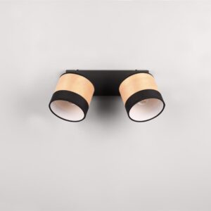  Φωτιστικό Οροφής Σποτ Bolzano Reality 2x E14 Μαύρο Ματ με Απόχρωση Ξύλου – R81662032