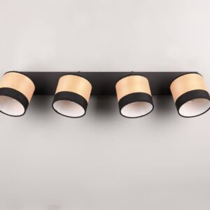  Φωτιστικό Οροφής Σποτ Bolzano Reality 4x E14 Μαύρο Ματ με Απόχρωση Ξύλου – R81664032