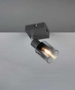 Φωτιστικό Τοίχου/Οροφής με Περιστρεφόμενο Ανθρακί Γυάλινο Σποτ CADIZ 1xE14 Reality – R81781042