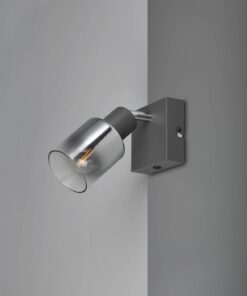 Φωτιστικό Τοίχου/Οροφής με Περιστρεφόμενο Ανθρακί Γυάλινο Σποτ CADIZ 1xE14 Reality – R81781042