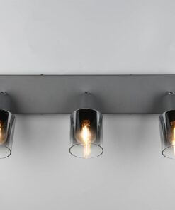 Πολύφωτο Οροφής με Περιστρεφόμενα Ανθρακί Γυάλινα Σποτ CADIZ 3xE14 Reality – R81783042