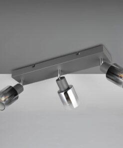 Πολύφωτο Οροφής με Περιστρεφόμενα Ανθρακί Γυάλινα Σποτ CADIZ 3xE14 Reality – R81783042