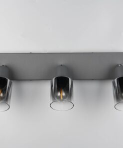 Πολύφωτο Οροφής με Περιστρεφόμενα Ανθρακί Γυάλινα Σποτ CADIZ 3xE14 Reality – R81783042
