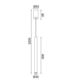 ΚΡΕΜΑΣΤΟ ΦΩΤΙΣΤΙΚΟ LED 5W 3000K 400LM FINO ΜΑΥΡΟ ΜΕΤ/ΚΟ IP20 D3XD5,3XH220CM ACA DECOR – RA31LEDP60BK