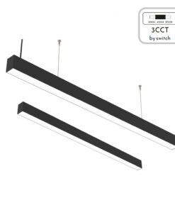 InLight Κρεμαστό φωτιστικό LED 60W 3CCT (By Switch) από αλουμίνιο σε μαύρη απόχρωση D:180cm (6072-180-BL)