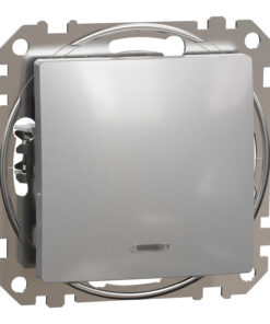 Schneider Sedna Design & Elements, μπουτόν 10A μπλε λυχνία LED, αλουμίνιο – SDD113111L