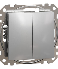 Schneider Sedna Design & Elements, διπλό μπουτόν 10A, Αλουμίνιο – SDD113118