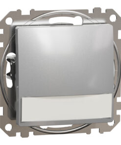 Schneider Sedna Design μπουτόν 12V με λυχνία προσανατολισμού και ετικέτα Αλουμίνιο – SDD113143L