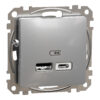 Schneider Sedna Design USB φορτιστής A+C 2,4A Αλουμίνιο – SDD113402