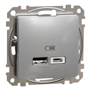 Schneider Sedna Design USB φορτιστής A+C 2,4A Αλουμίνιο – SDD113402