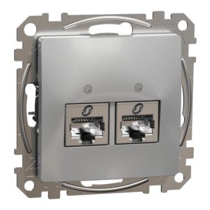 Schneider Sedna Design & Elements, 2xRJ45 πρίζα CAT6A STP Αλουμίνιο – SDD113467S