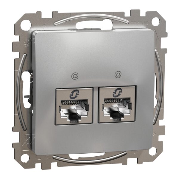 Schneider Sedna Design & Elements, 2xRJ45 πρίζα CAT6A STP Αλουμίνιο – SDD113467S