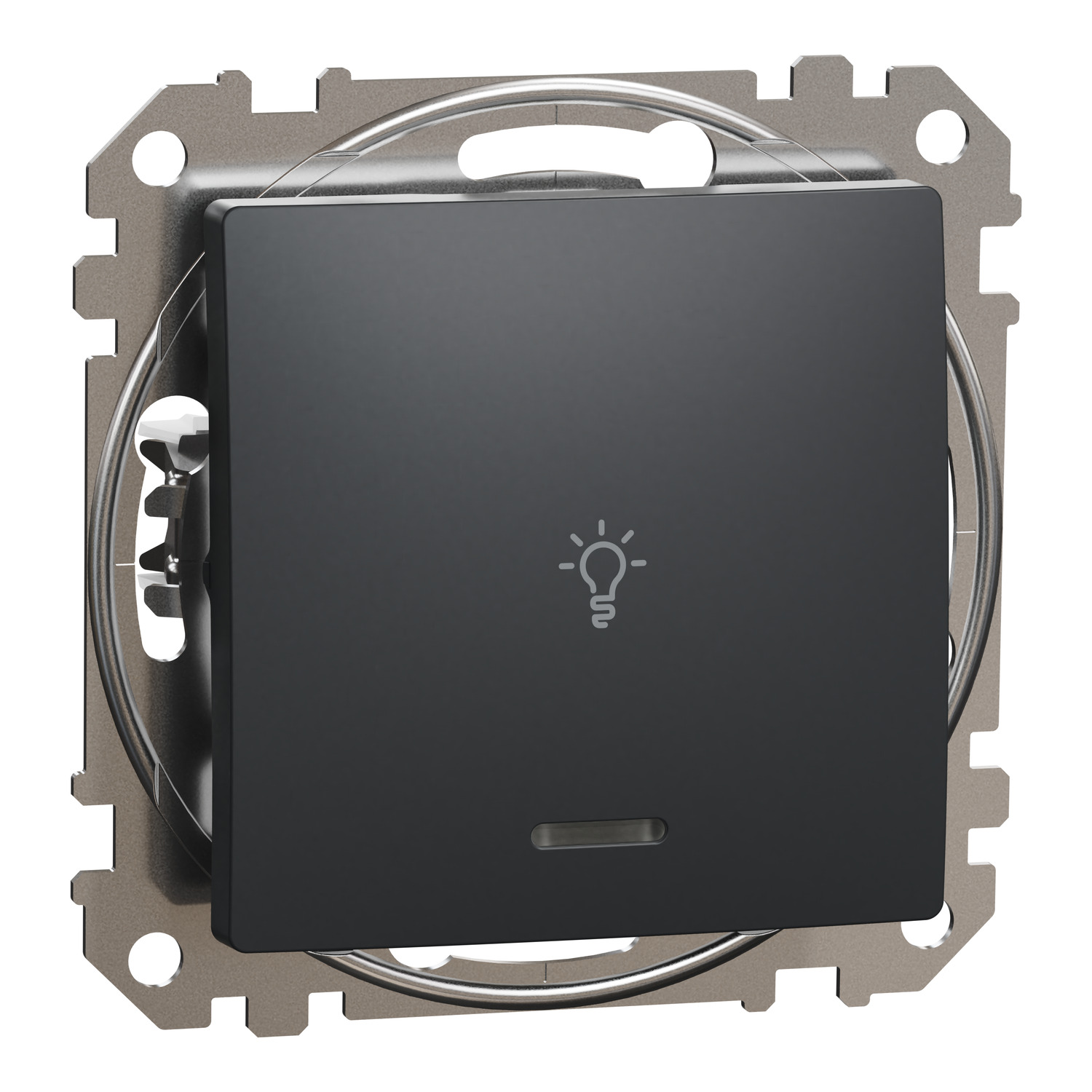 Schneider Sedna Design & Elements, μπουτόν 10A με λυχνία προσανατολισμού LED με σύμβολο λαμπτήρα, ανθρακί - SDD114132L
