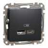 Schneider Sedna Design & Elements, USB φορτιστής A+C 2,4A, Ανθρακί – SDD114402