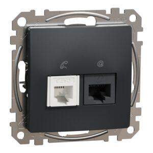 Schneider Sedna Design & Elements RJ45-RJ11 πρίζα CAT5E UTP, Ανθρακί – SDD114458