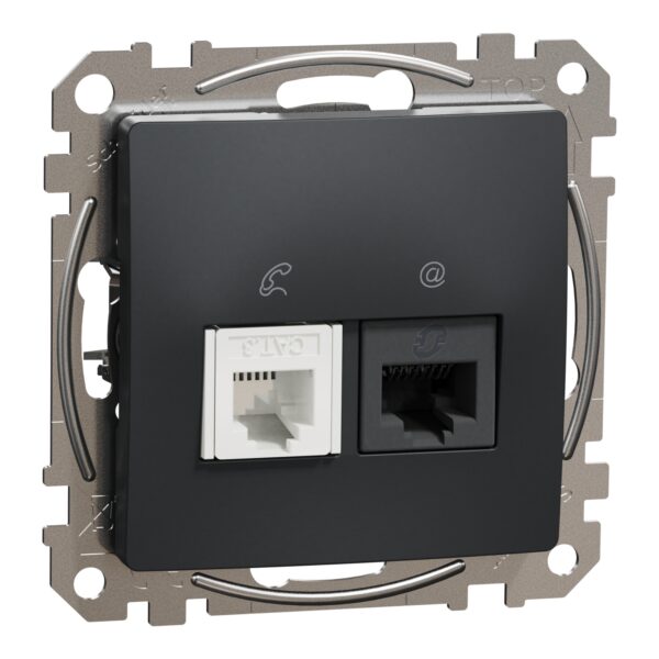 Schneider Sedna Design & Elements RJ45-RJ11 πρίζα CAT5E UTP, Ανθρακί – SDD114458