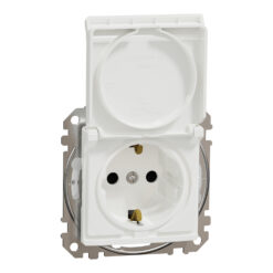 Schneider Sedna Design IP44 πρίζα σούκο ασφαλείας (2Π+Γ) με καπάκι Λευκό – SDD211024
