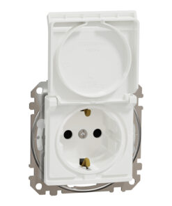 Schneider Sedna Design IP44 πρίζα σούκο ασφαλείας (2Π+Γ) με καπάκι Λευκό – SDD211024
