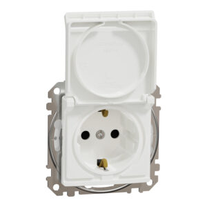 Schneider Sedna Design IP44 πρίζα σούκο ασφαλείας (2Π+Γ) με καπάκι Λευκό – SDD211024