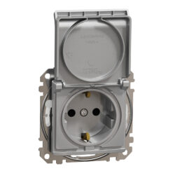 Schneider Sedna Design IP44 πρίζα σούκο ασφαλείας (2Π+Γ) με καπάκι Αλουμίνιο – SDD213024