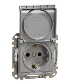 Schneider Sedna Design IP44 πρίζα σούκο ασφαλείας (2Π+Γ) με καπάκι Αλουμίνιο – SDD213024