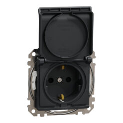 Schneider Sedna Design IP44 πρίζα σούκο ασφαλείας (2Π+Γ) με καπάκι Ανθρακί – SDD214024
