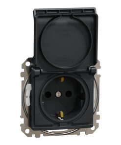 Schneider Sedna Design IP44 πρίζα σούκο ασφαλείας (2Π+Γ) με καπάκι Ανθρακί – SDD214024