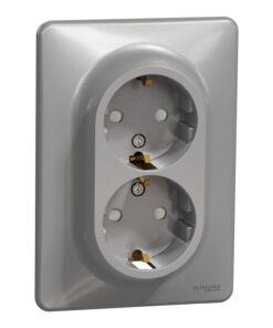 Schneider Sedna Design διπλή πρίζα ασφαλείας (2Π+Γ) Αλουμίνιο – SDD313221