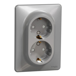 Schneider Sedna Design διπλή πρίζα ασφαλείας (2Π+Γ) Αλουμίνιο – SDD313221