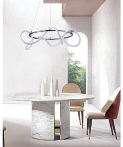 InLight Κρεμαστό φωτιστικό LED 80W 3000K από χρώμιο μέταλλο και σωλήνα σιλικόνης D:80cm (6017-A-CH)