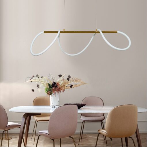 InLight Κρεμαστό φωτιστικό LED 60W 3000K από χρυσαφί μέταλλο και σωλήνα σιλικόνης D:110cm (6019-GL)