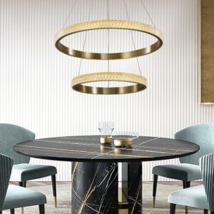 InLight Κρεμαστό φωτιστικό LED 94W 3000K από χρυσαφί αλουμίνιο και ακρυλικό D:50cm (6033-A-GL)