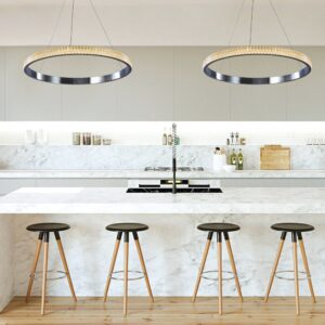 InLight Κρεμαστό φωτιστικό LED 56W 3000W από μαύρο αλουμίνιο και ακρυλικό D:60cm (6032-B)