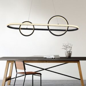 InLight Κρεμαστό φωτιστικό LED 56W 3000K από αλουμίνιο σε μαύρη απόχρωση D:120cm (6031)