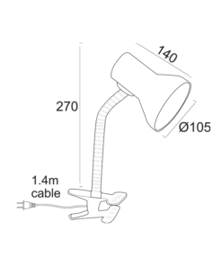 Πορτατίφ Μαύρο 1xE27 με Τσιμπίδα & Διακόπτη στο Καλώδιο ACA – SF021B