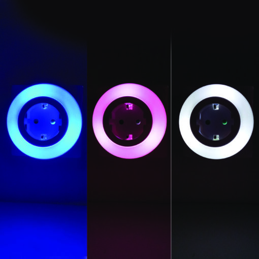 LED Φωτάκι Νυκτός 0,5W με Πρίζα Σούκο Αισθητήρα Λευκό/Μπλε/Κόκκινο Φως ACA – SF09LED