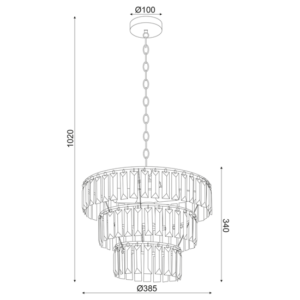 ACA DECOR   – Κρεμαστό Φωτιστικό 4ΧΕ14 Ακρυλικό+Μαύρο Μέταλλο Φ38,5ΧΗ102cm