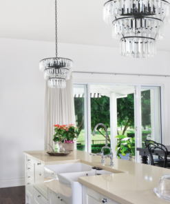 ACA DECOR   – Κρεμαστό Φωτιστικό 4ΧΕ14 Ακρυλικό+Μαύρο Μέταλλο Φ38,5ΧΗ102cm