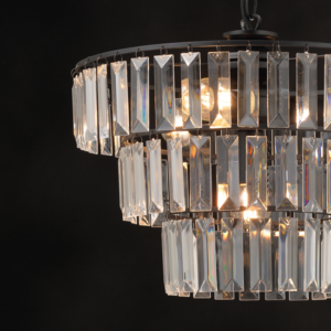ACA DECOR   – Κρεμαστό Φωτιστικό 4ΧΕ14 Ακρυλικό+Μαύρο Μέταλλο Φ38,5ΧΗ102cm