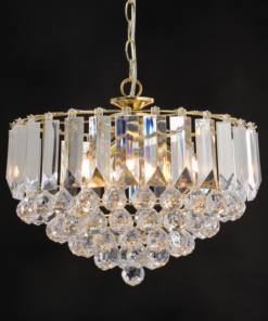 ACA DECOR – Κρεμαστό Φωτιστικό 3ΧΕ14 Ακρυλικό+Χρυσό Μέταλλο Φ38,ΧΗ98cm – SF175323PG