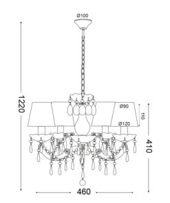 Κρεμαστό Φωτιστικό 5ΧΕ14 Λευκό Ακρυλικό Με Γαλάζια Πουά Υφασμάτινα Καπέλα Φ460 ACA DECOR – SF35045B
