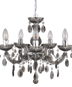 ACA DECOR – Κρεμαστό Φωτιστικό 5ΧΕ14 Ακρυλικό Φιμέ + Χρώμιο Μέταλλο SF3505PSM