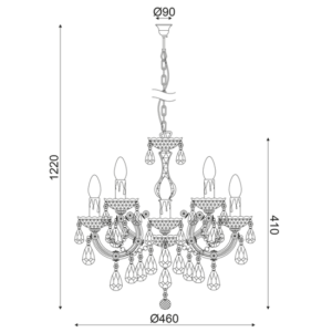 ACA DECOR   – Κρεμαστό Φωτιστικό 5ΧΕ14 Ακρυλικό Φιμέ + Χρώμιο Μέταλλο SF3505PSM