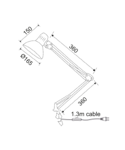 Φωτιστικό Γραφείου 1xE27 με Σφιγκτήρα Μαύρο ACA DECOR – SF606BB